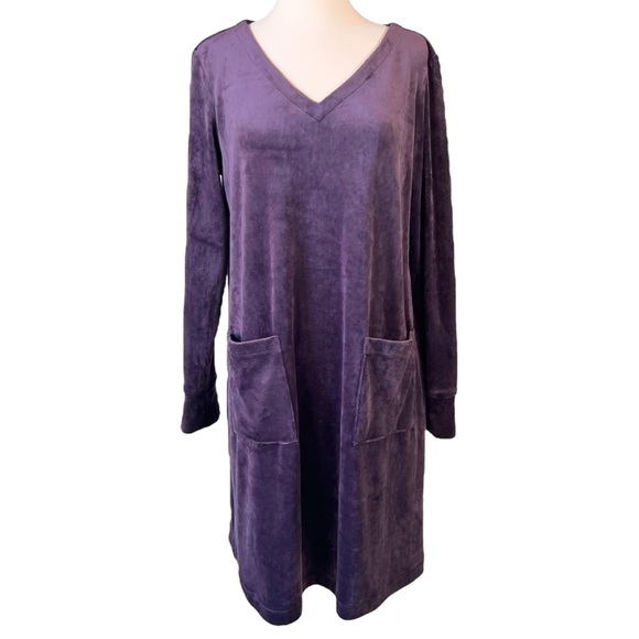 Pure Jill J Jill Velvet A-Line Purple Shift Dress - Picture 1 of 9